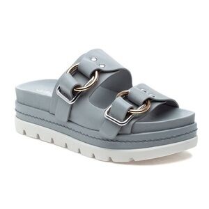 NWT J/SLIDES BAHA Light Grey Leather Sandal